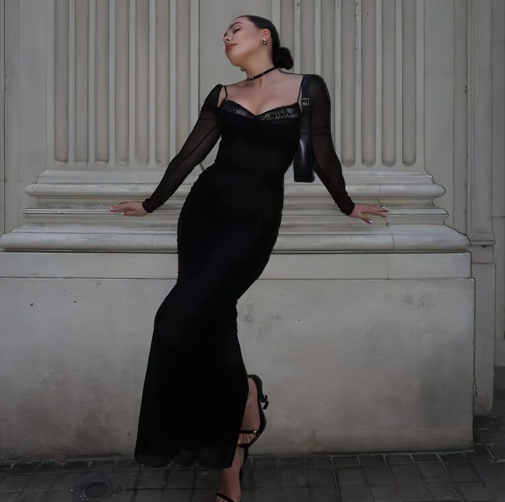 Braces Long Sleeve Tight Dress