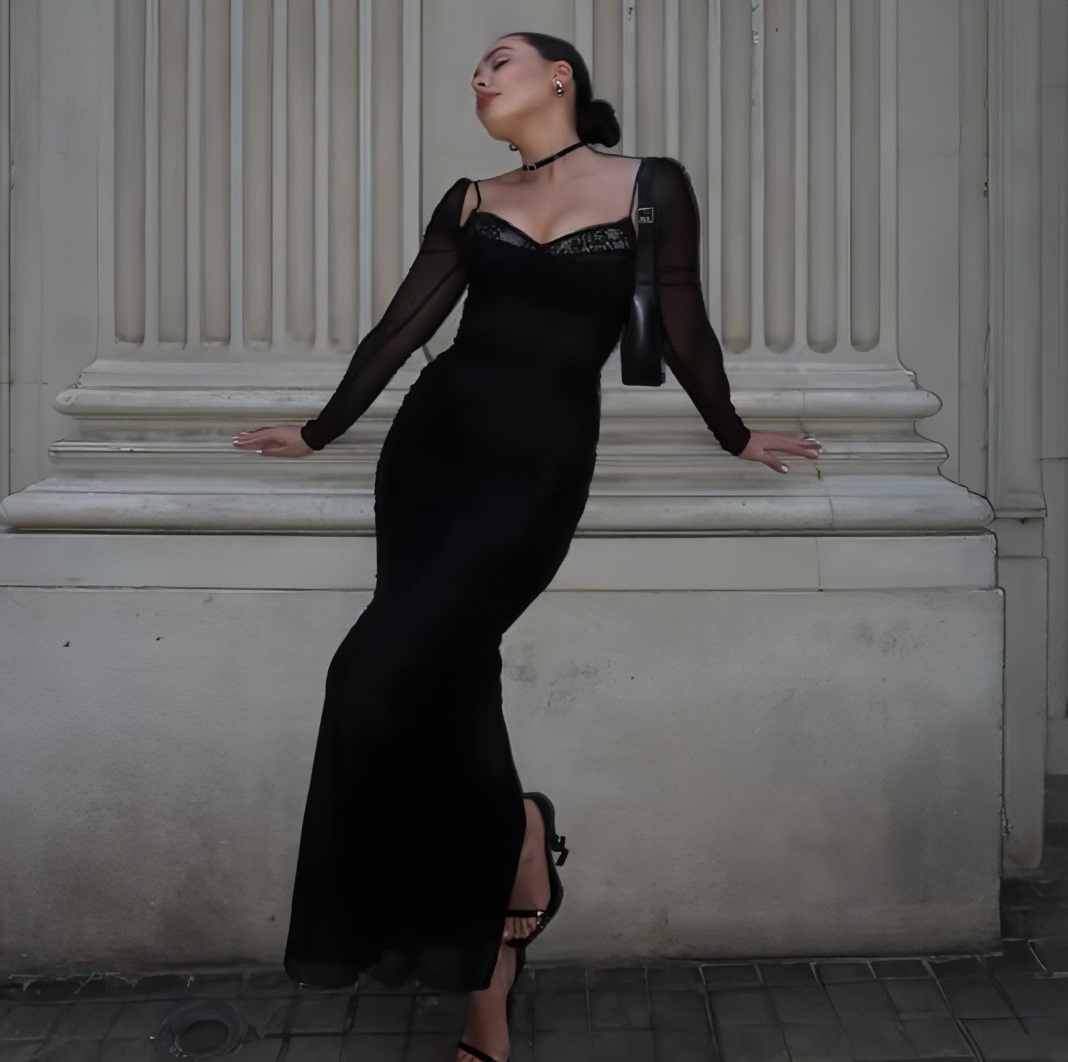 Braces Long Sleeve Tight Dress