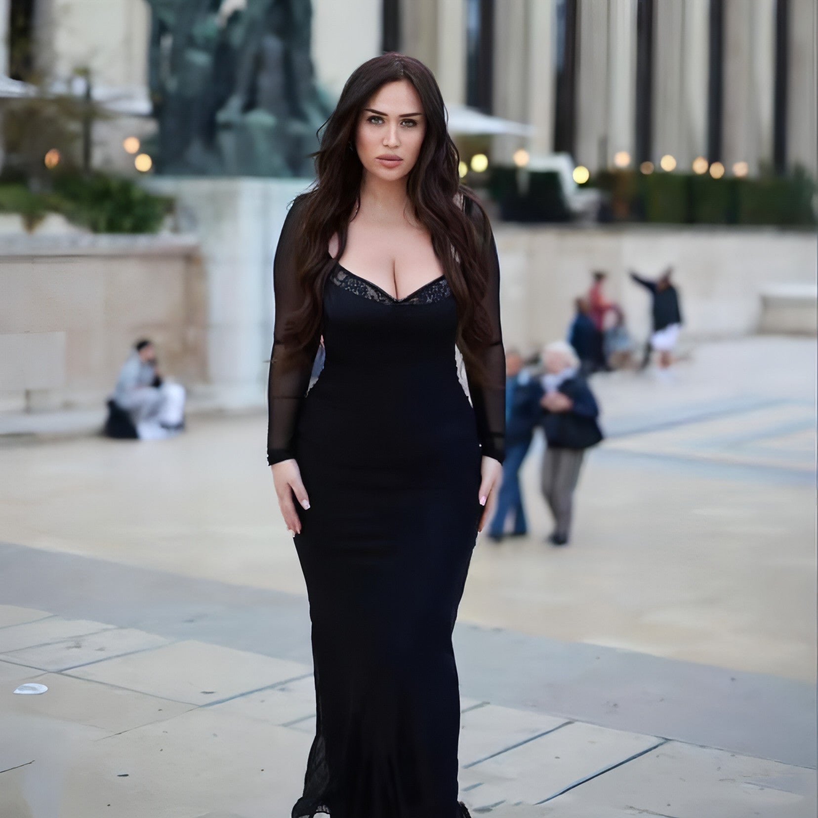 Braces Long Sleeve Tight Dress