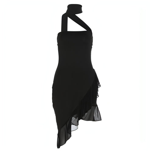 Halter Off-shoulder Slim Stringy Selvedge Dress