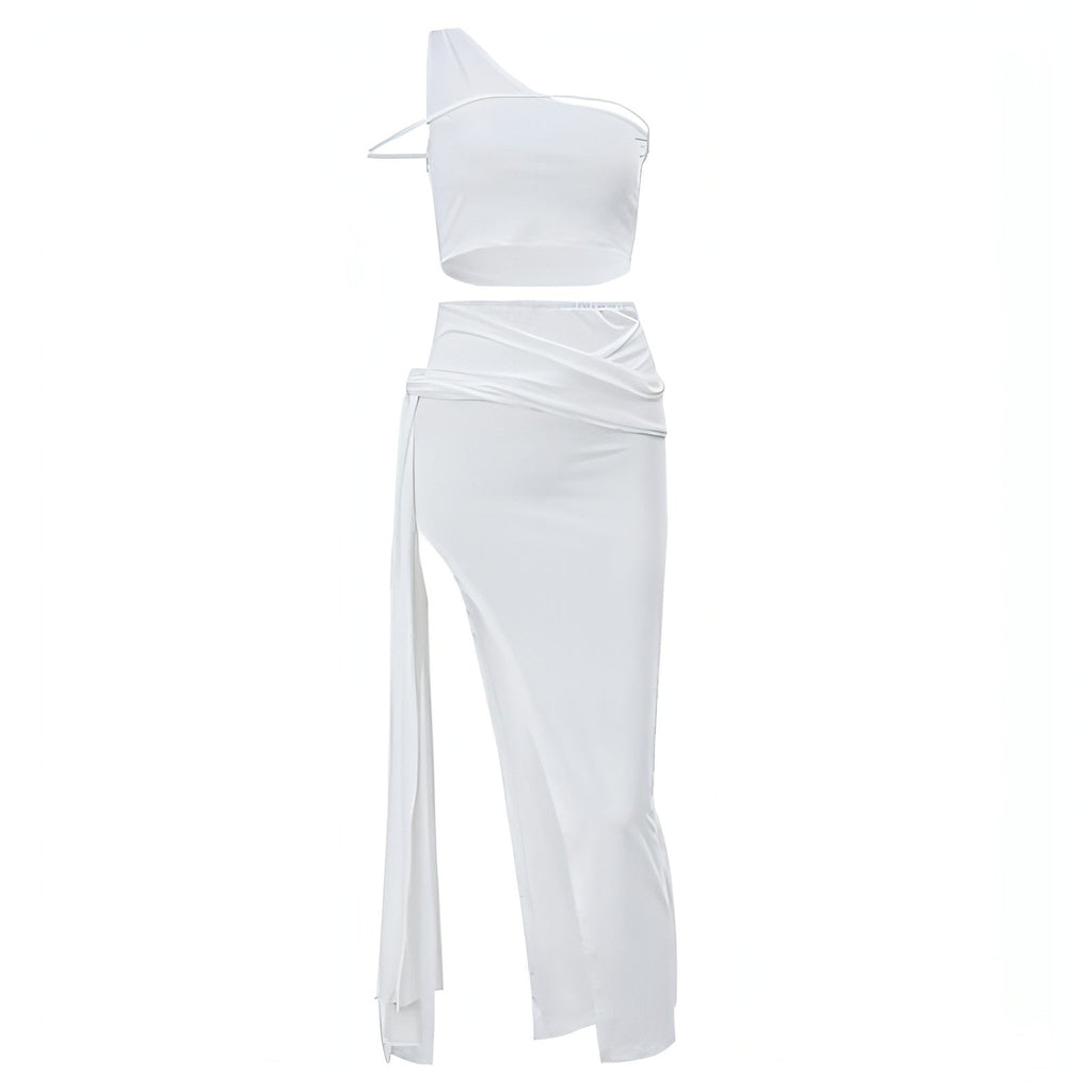 Women's Off-the-shoulder Navel High Slit Two Piece
