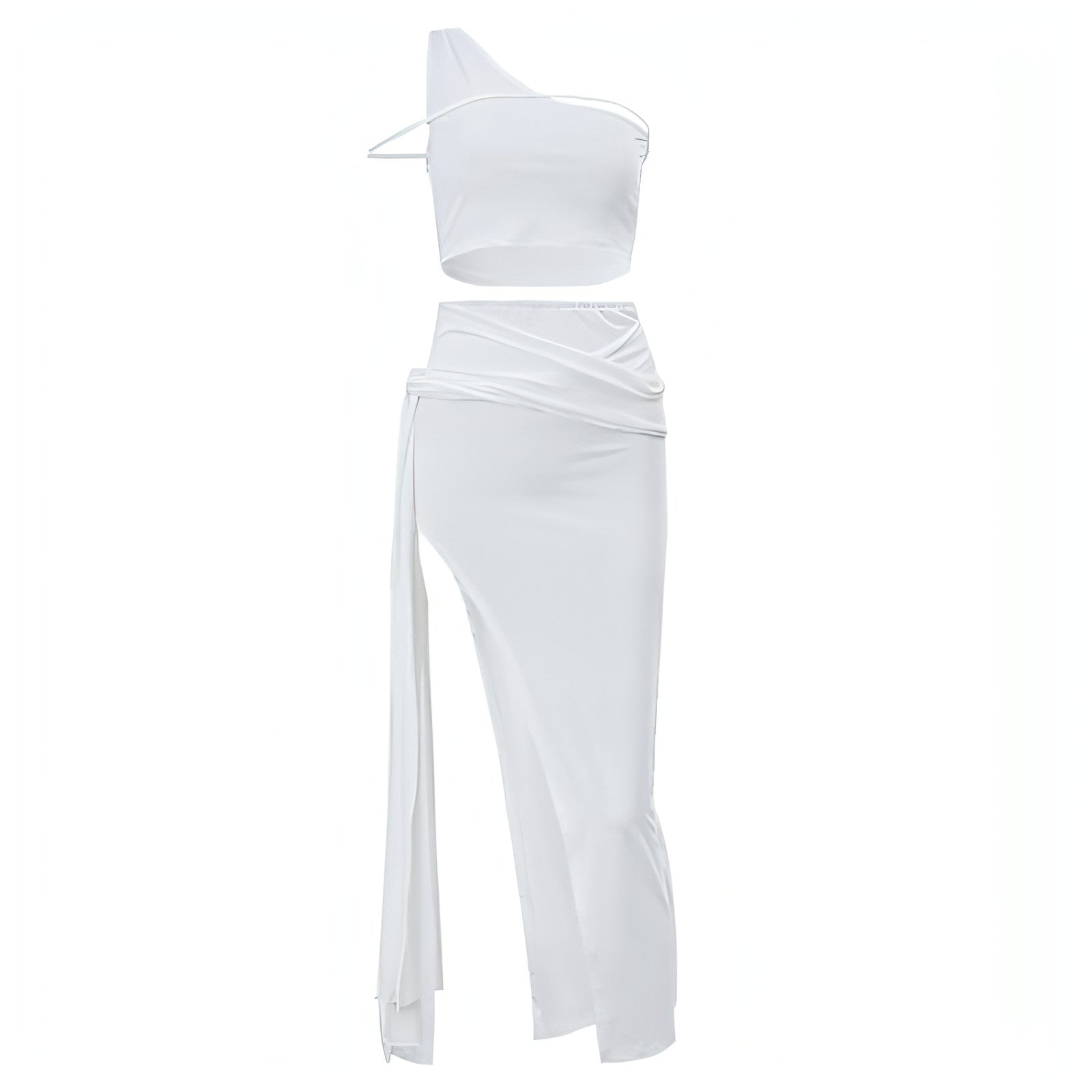 Women's Off-the-shoulder Navel High Slit Two Piece